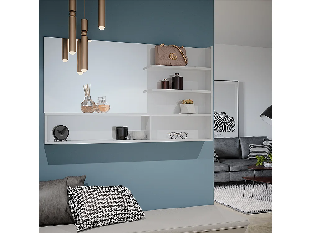 Étagère à miroir  blanc haute brillance 119.8x11x70