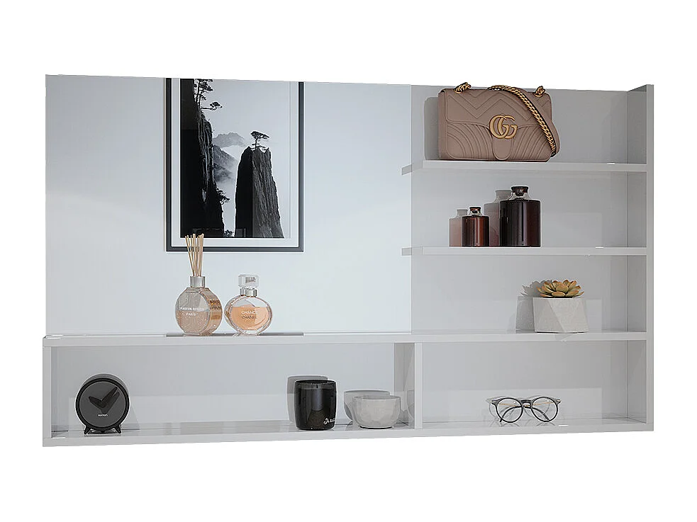 Étagère à miroir  blanc haute brillance 119.8x11x70