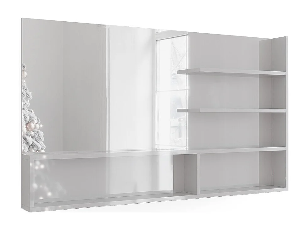 Étagère à miroir  blanc haute brillance 119.8x11x70