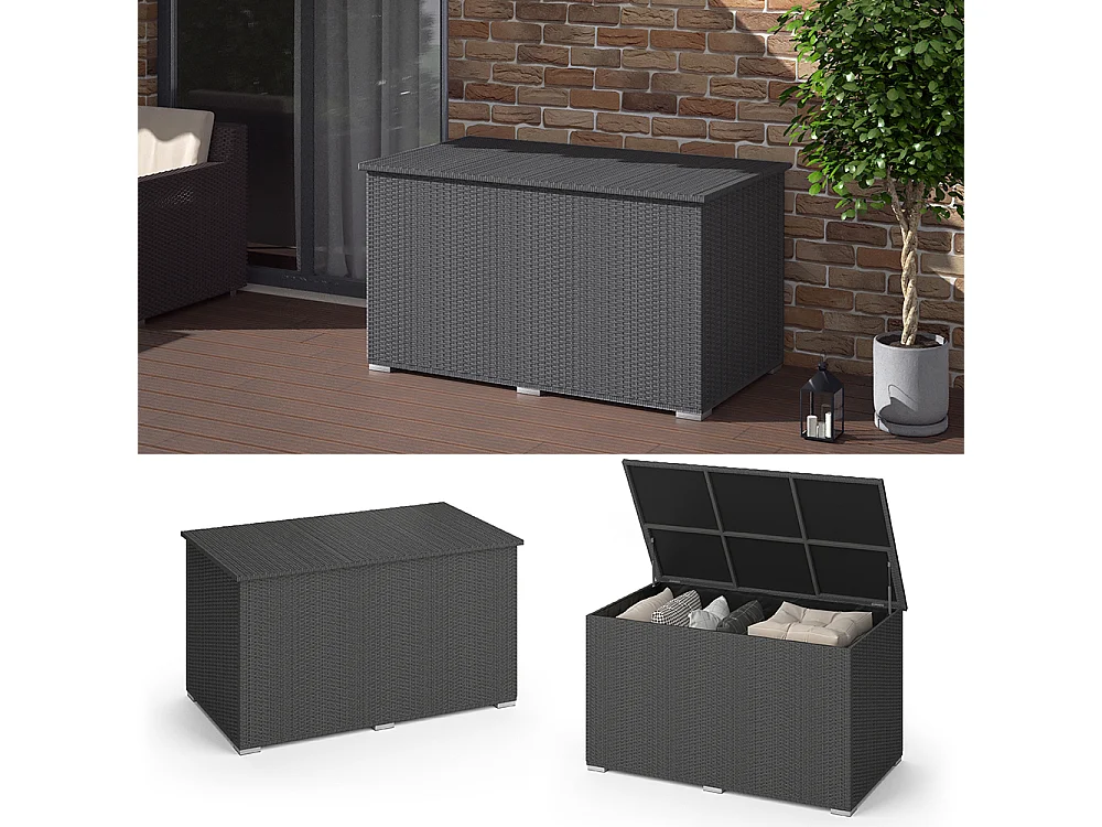 Coffre pour coussins anthracite 146x83x80
