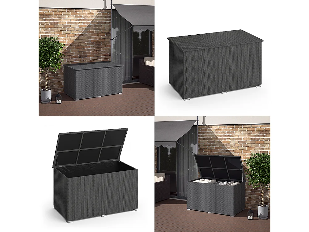 Coffre pour coussins anthracite 146x83x80