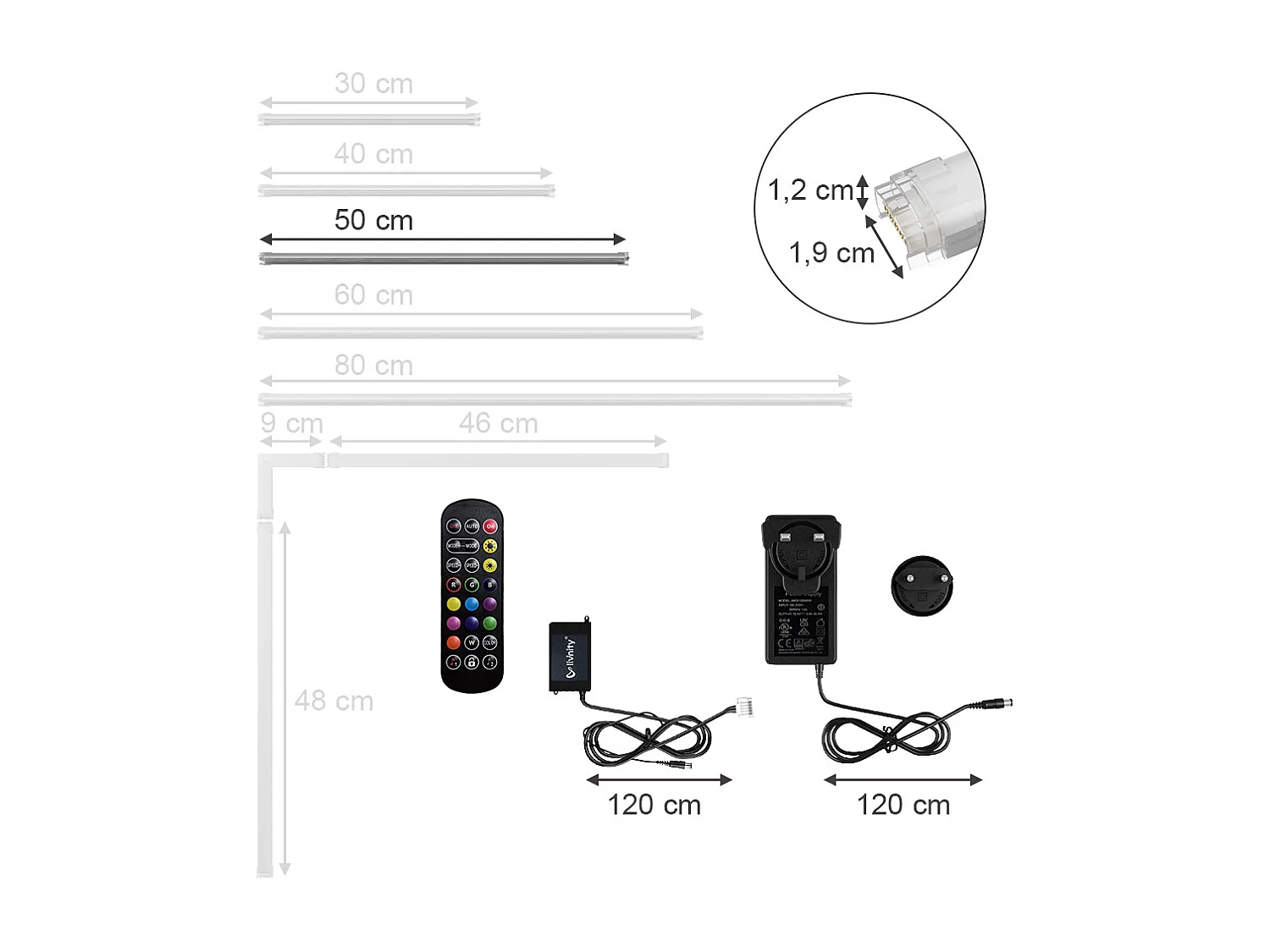 Taśmy LED biały 50x1.5x1.5