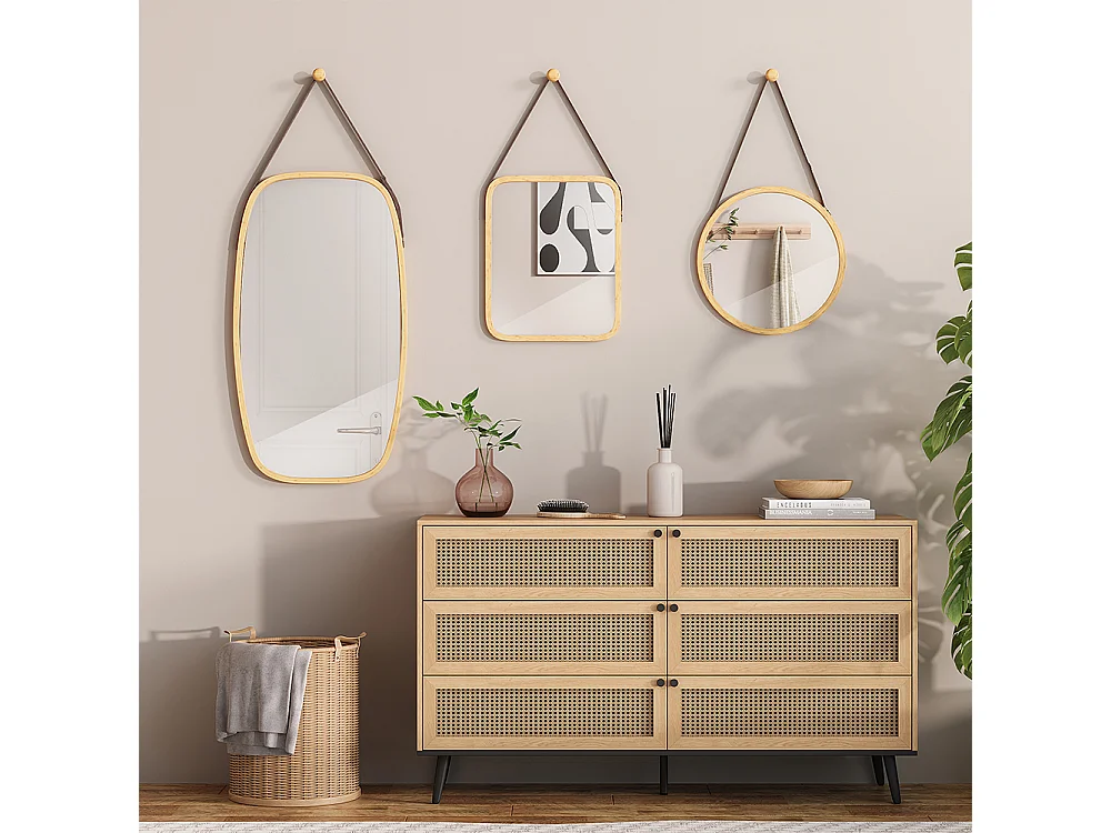 Miroir mural bambou 38x38x1.5 mirno