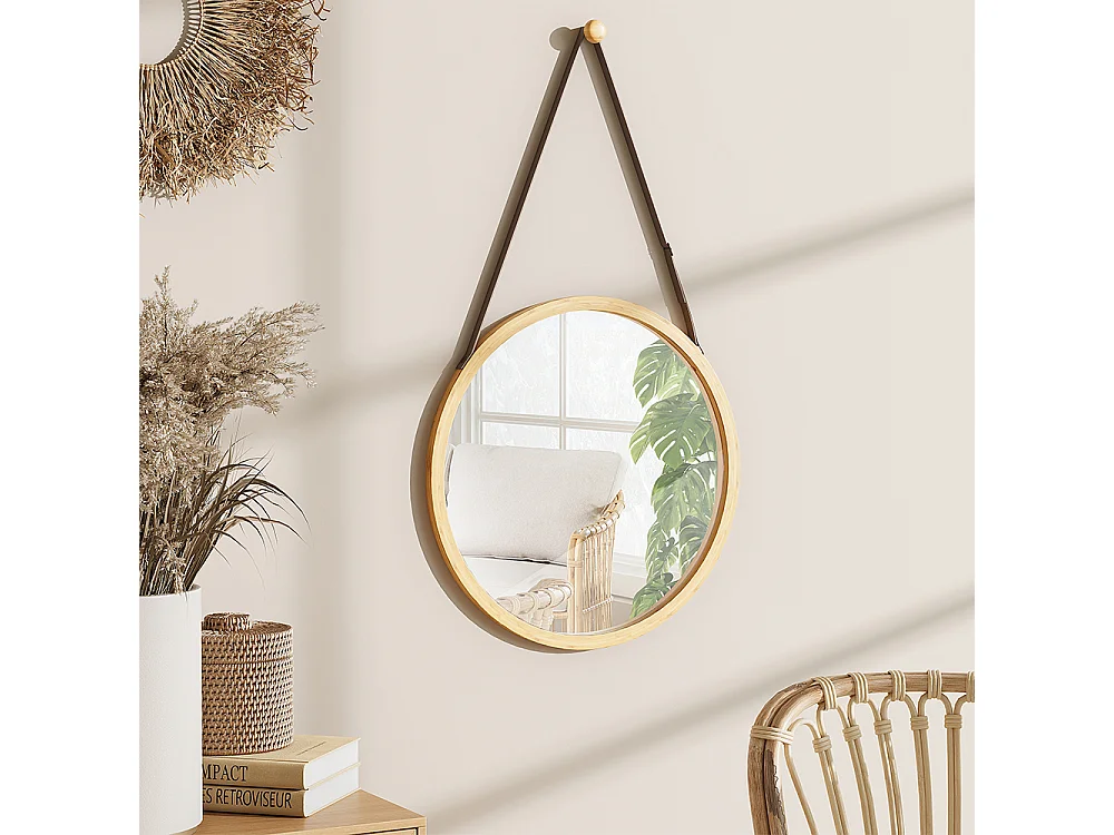 Espelho de banheiro bambu 38x1.5x38 mirno