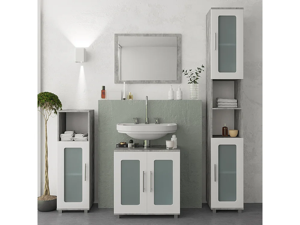 Specchio bagno calcestruzzo 45x2x60 kiko