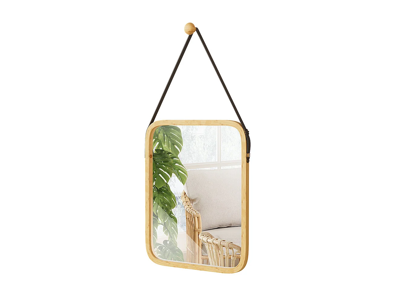 Miroir mural bambou 34x41.5x1.5 mirno