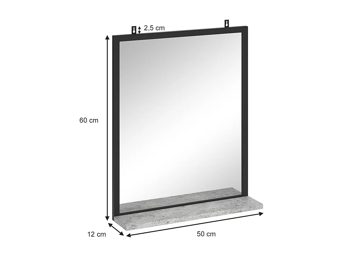 Badrumsspegel betong 50x12x60 fyrk