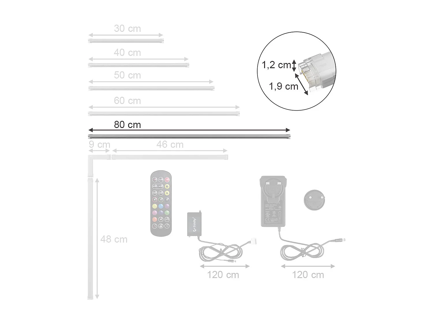 Ruban lumineux LED blanc 80x1.5x1.5