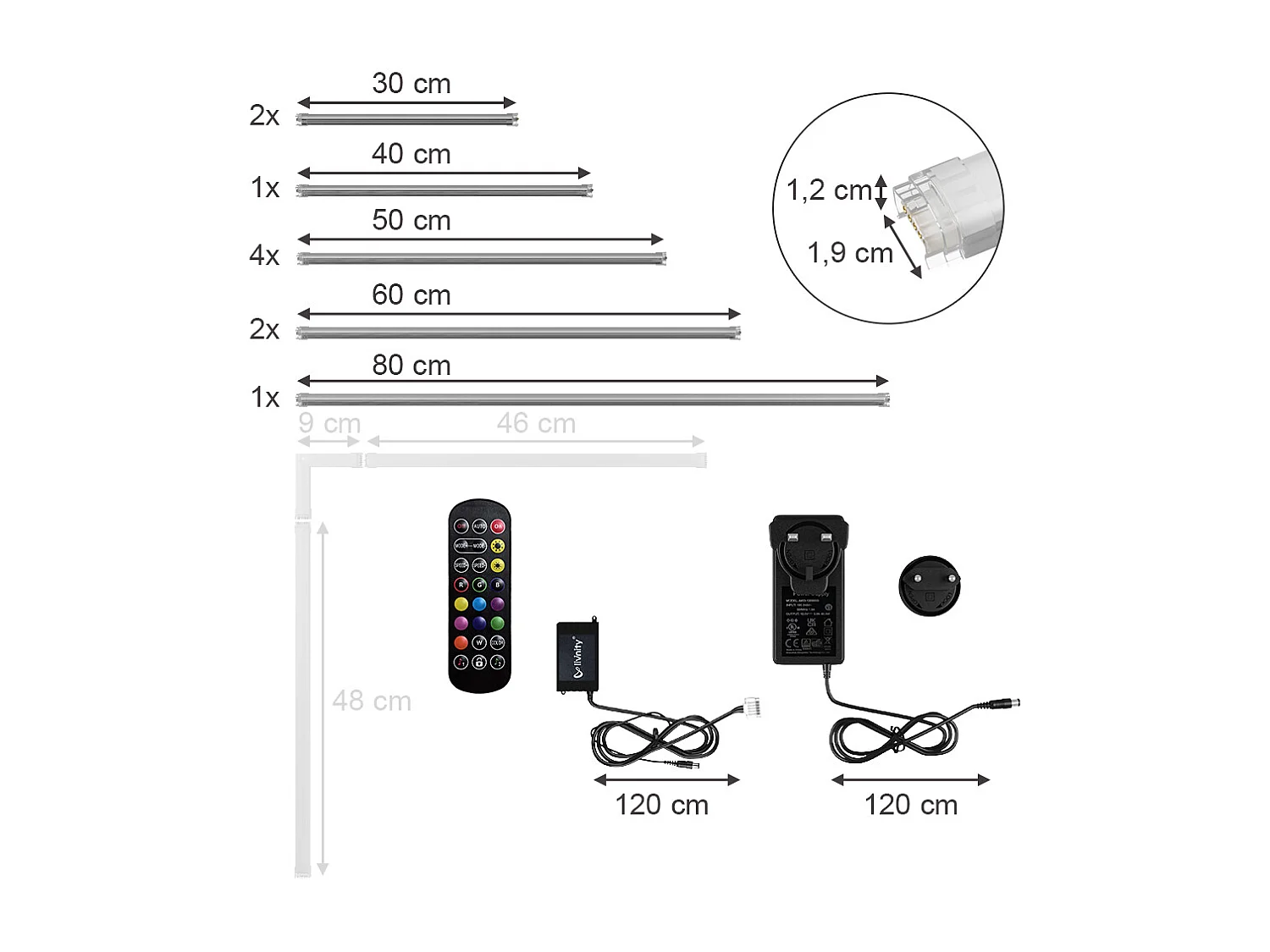 Bande LED blanc 500x1.5x1.5