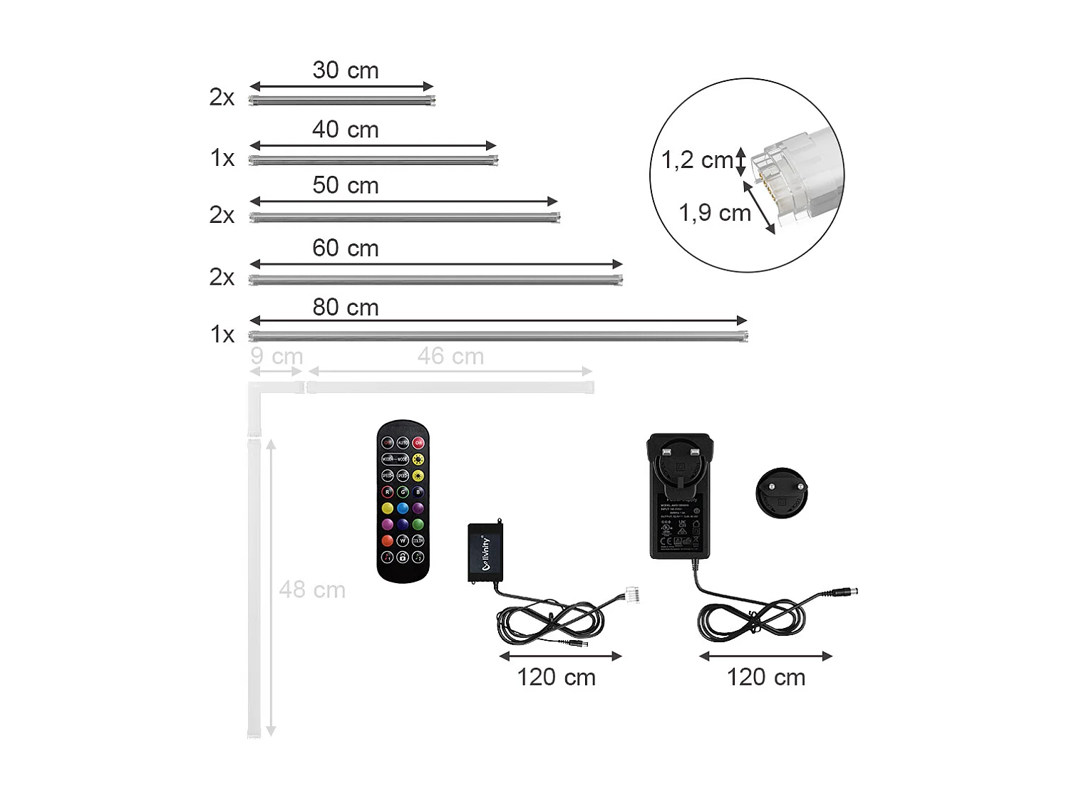 Taśma LED biały 400x1.5x1.5