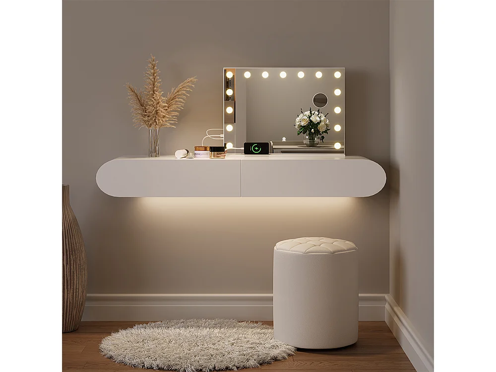 miroir de maquillage  blanc 58x10x47 greta
