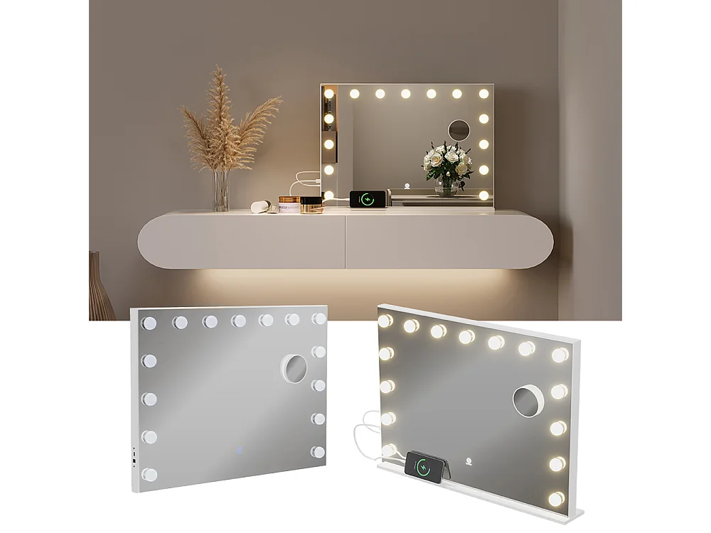 miroir de maquillage  blanc 58x10x47 greta