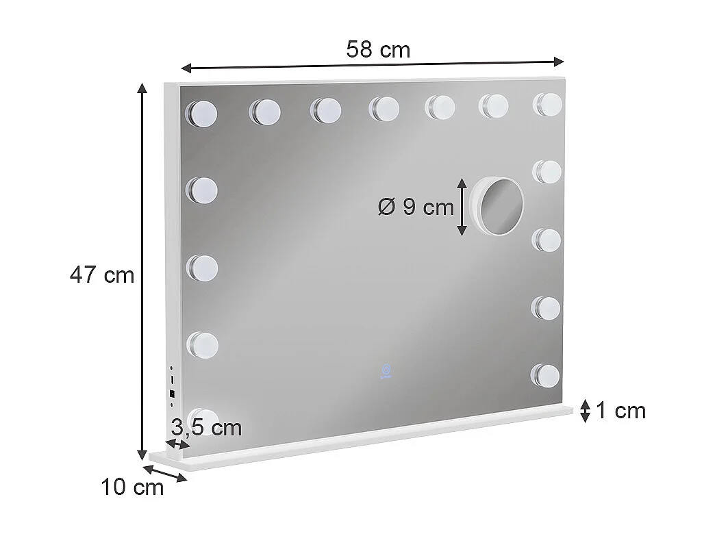 miroir de maquillage  blanc 58x10x47 greta