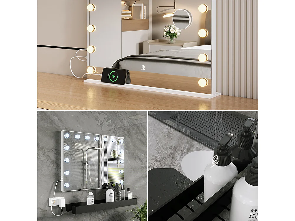 miroir de maquillage  blanc 58x10x47 greta