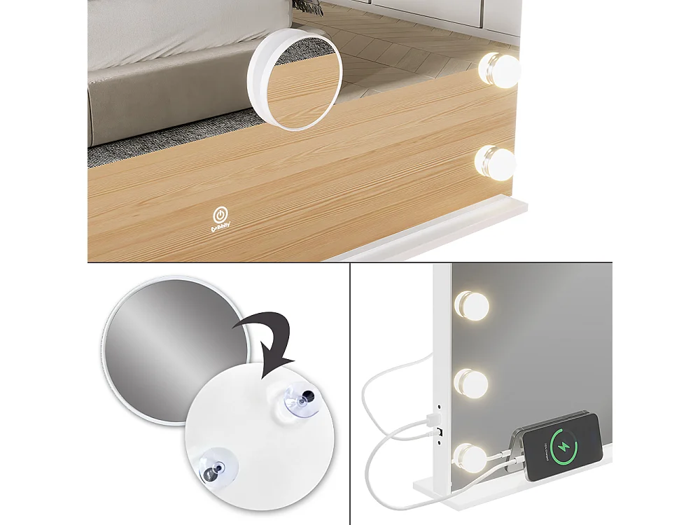 miroir de maquillage  blanc 58x10x47 greta