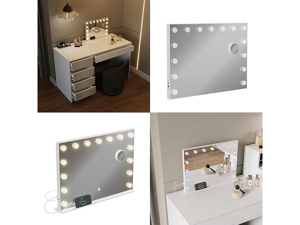 Lustro toaletowe biały 58x10x47 greta