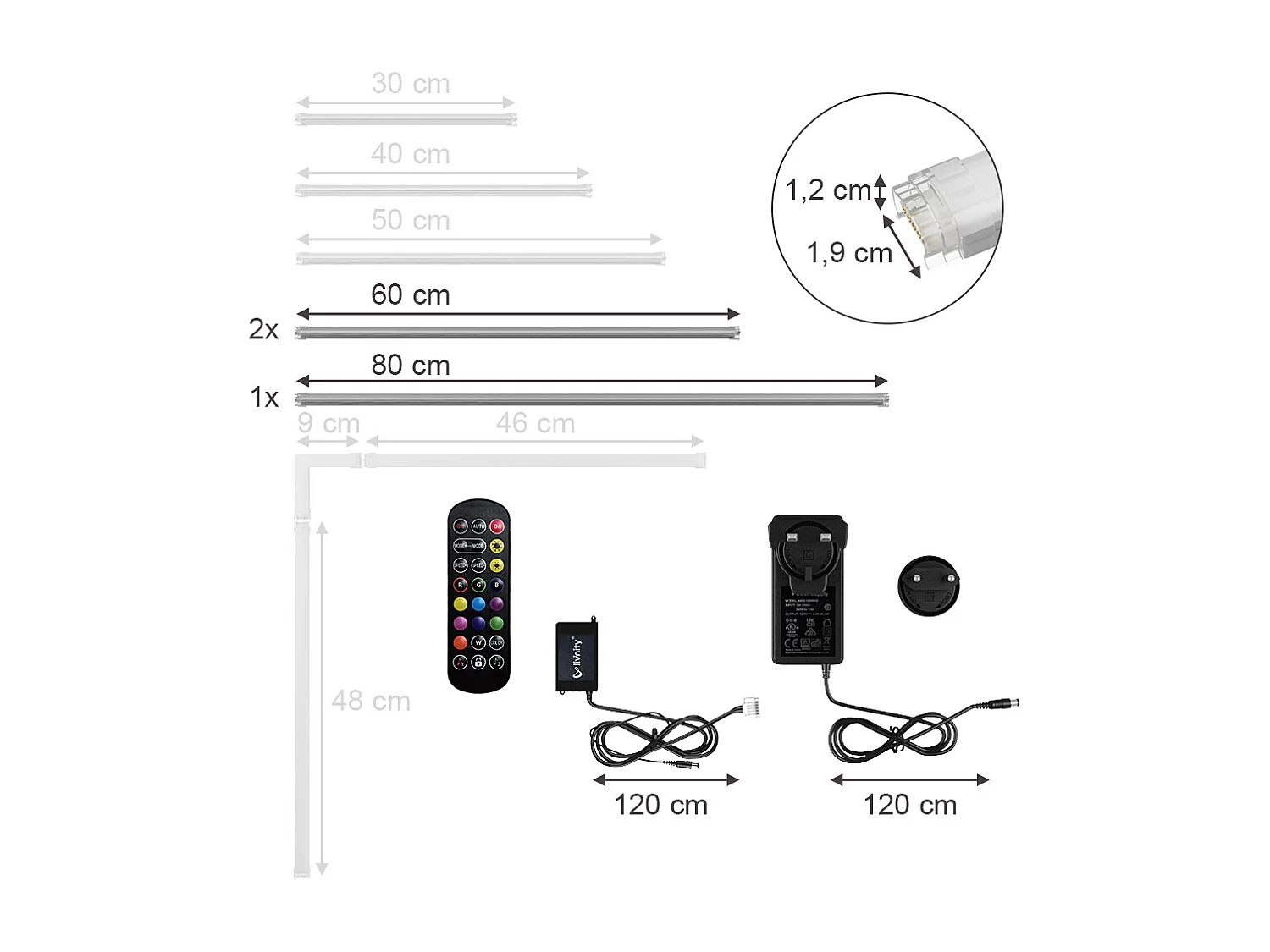 Bande LED blanc 200x1.5x1.5