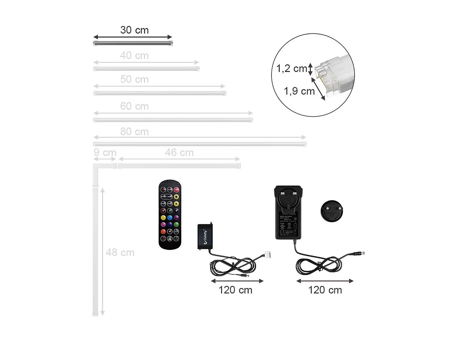 Taśma LED biały 30x1.5x1.5