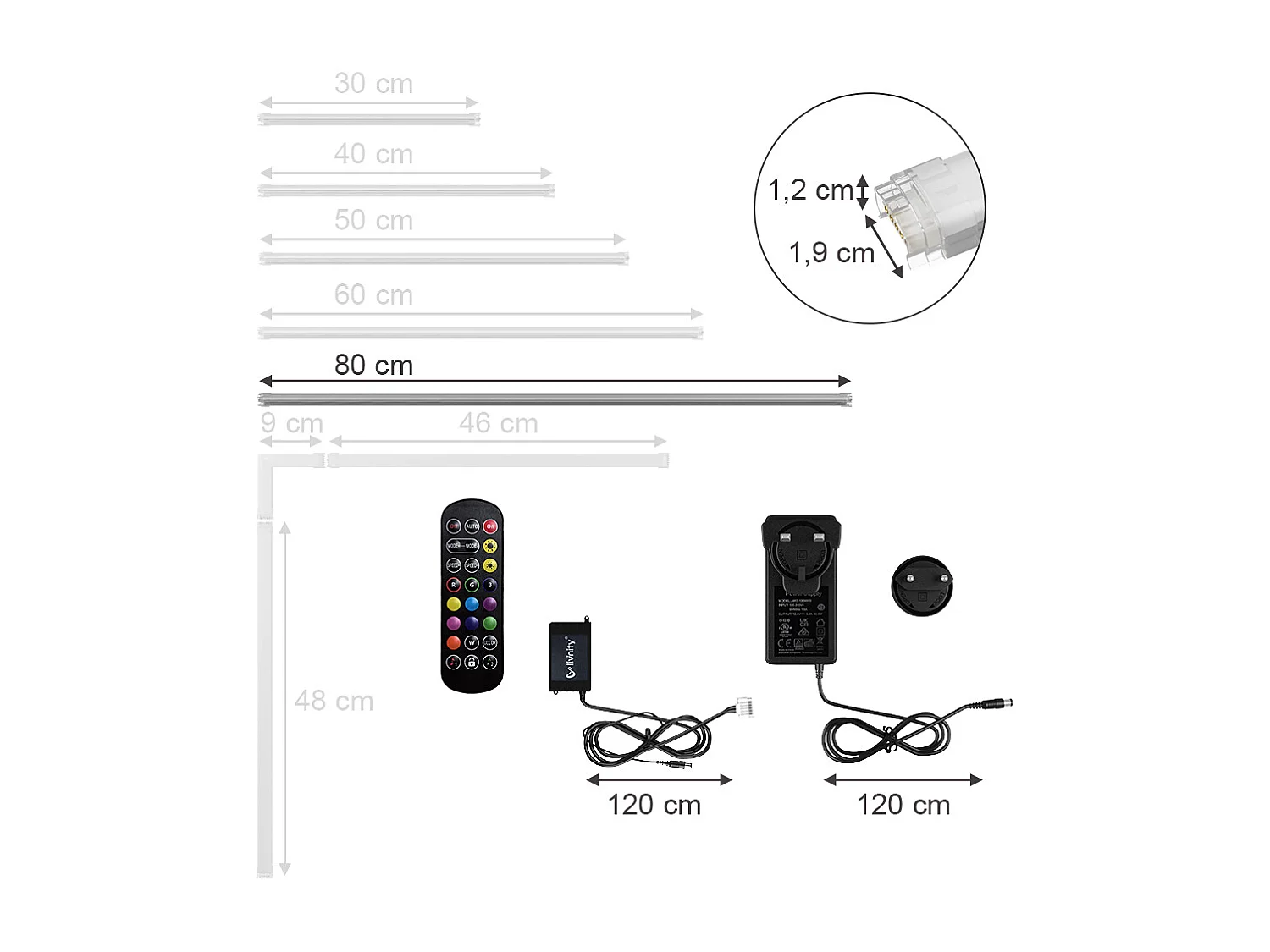 Taśma LED biały 80x1.5x1.5