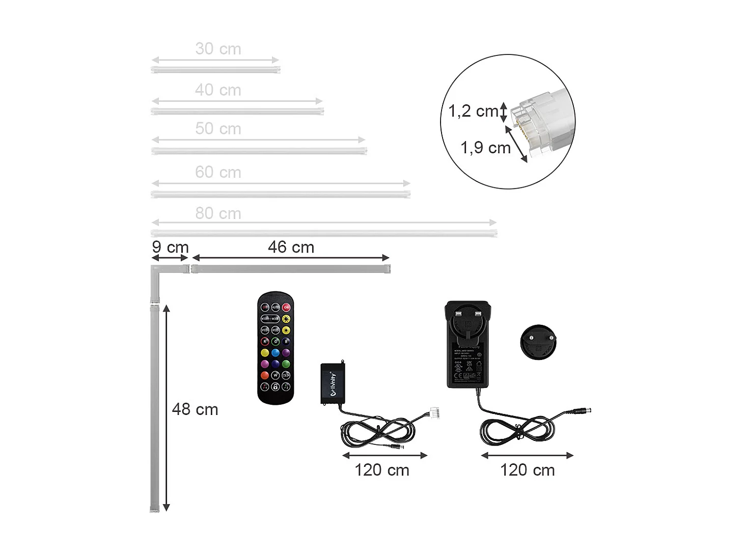 Ruban lumineux LED blanc 55x57x1.5
