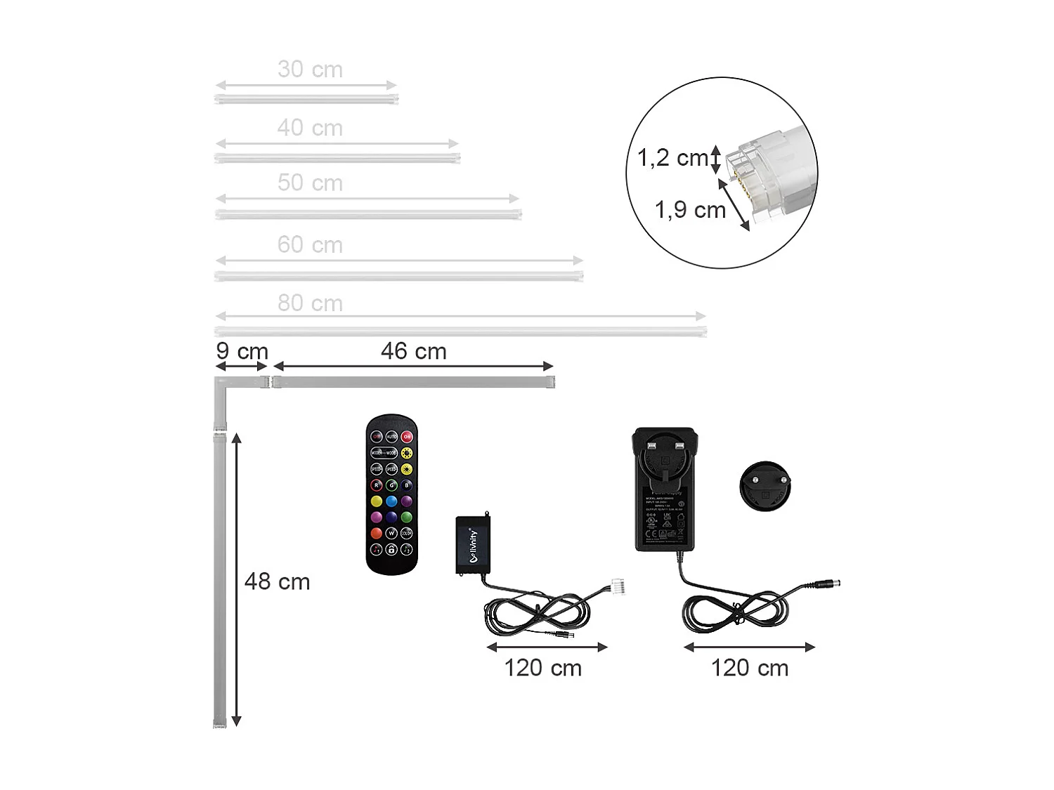 Ruban lumineux LED blanc 55x57x1.5