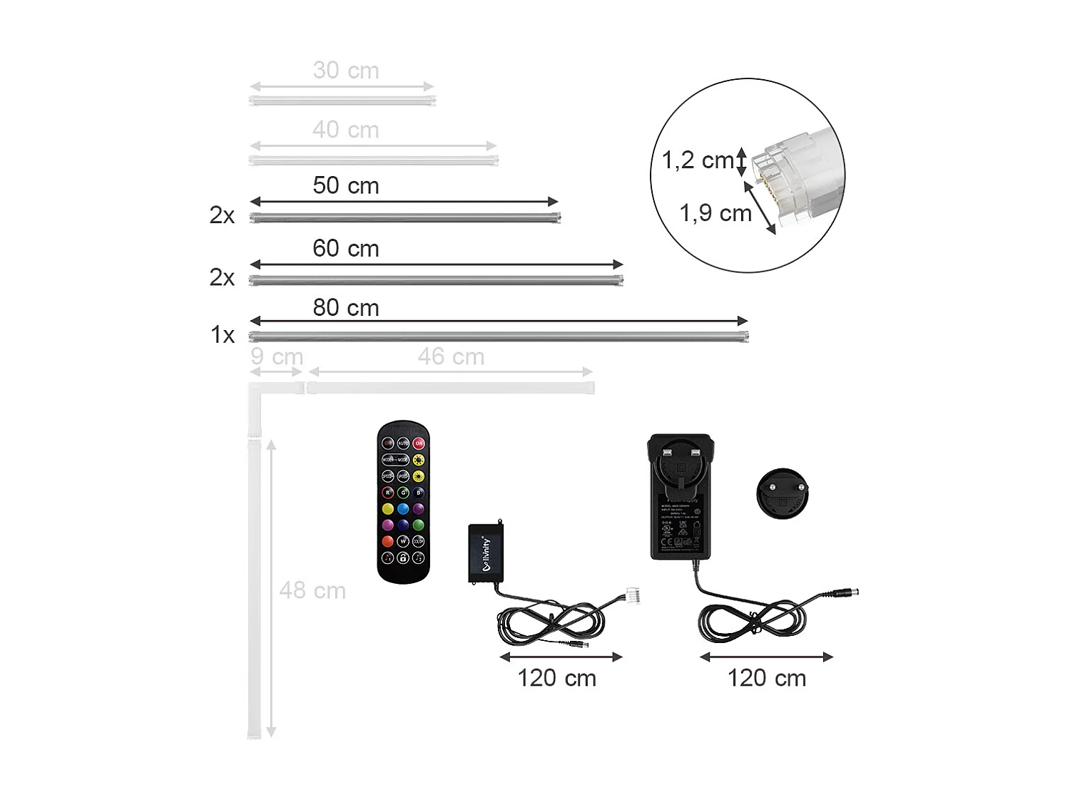 Taśma LED biały 300x1.5x1.5