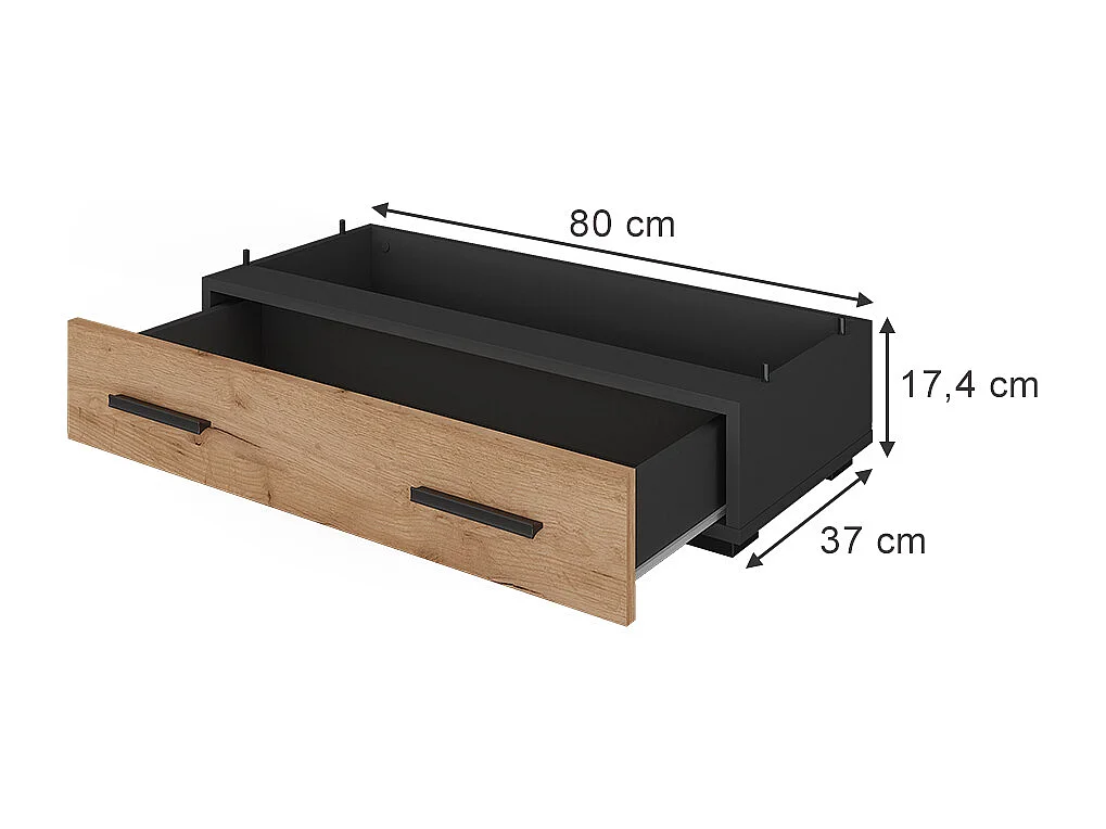 Module dextension anthracite/chêne doré 80x37x17.4 ingo