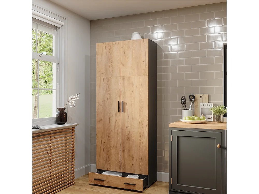 Étagère à dossiers anthracite/chêne doré 80x37x201.2 frank