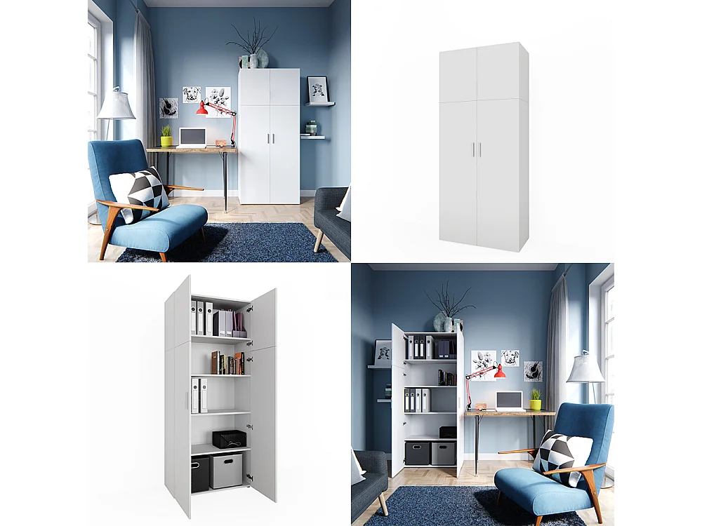 Étagère à dossiers blanc 80x37x182.4 frank