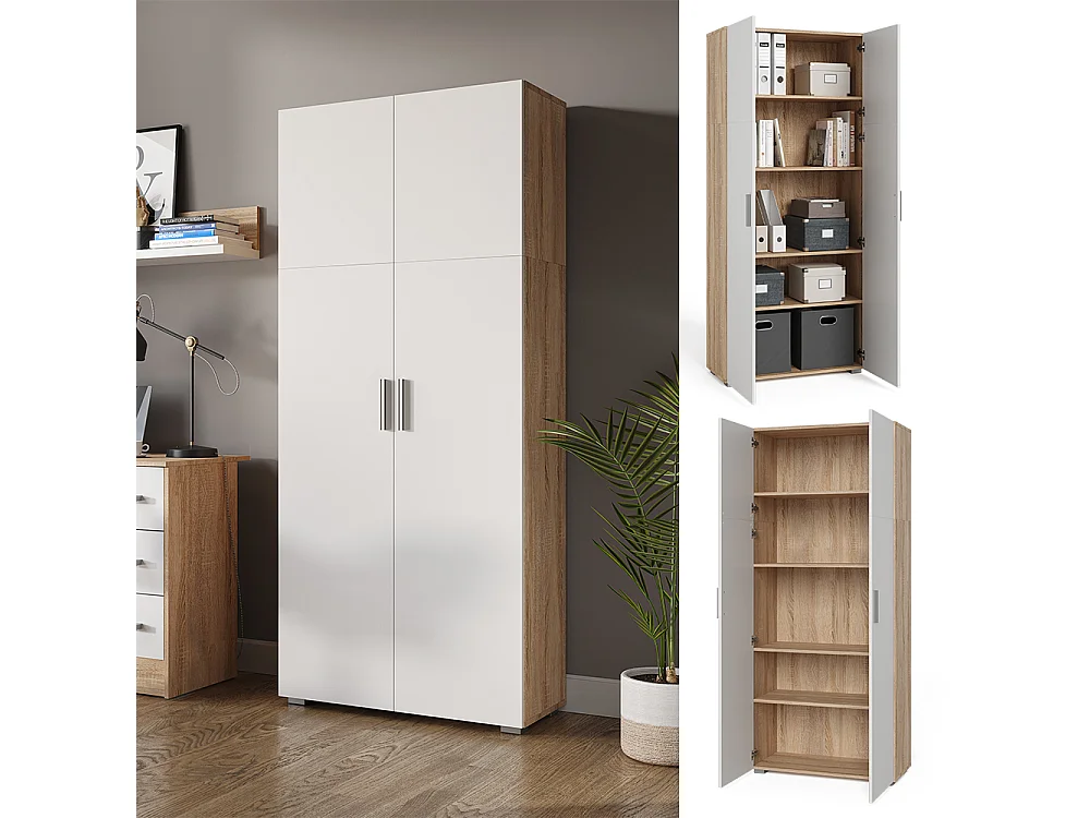 Scaffale per file bianco/sonoma 80x37x182.4 frank