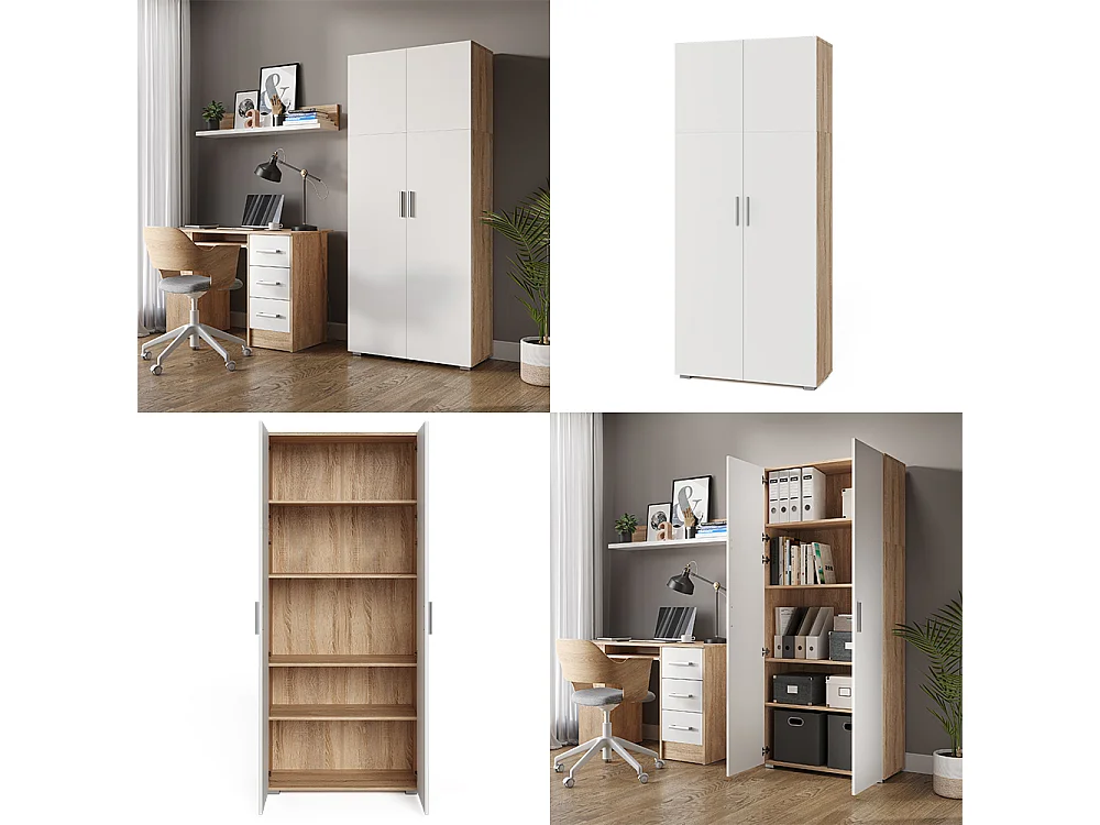 Scaffale per file bianco/sonoma 80x37x182.4 frank