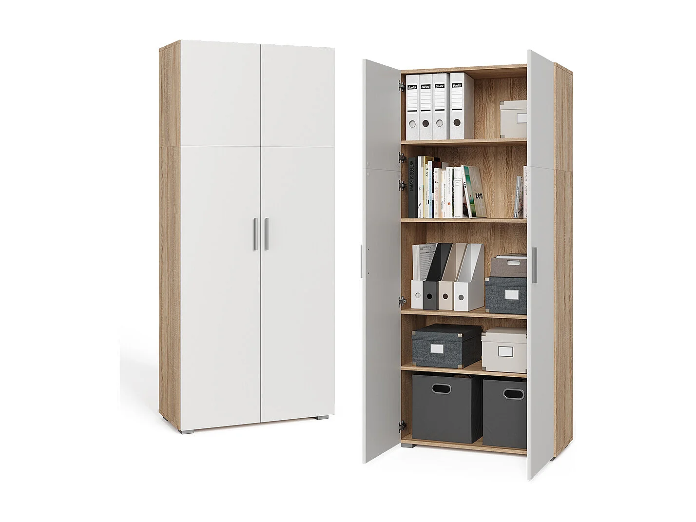 Étagère à dossiers blanc/sonoma 80x37x182.4 frank