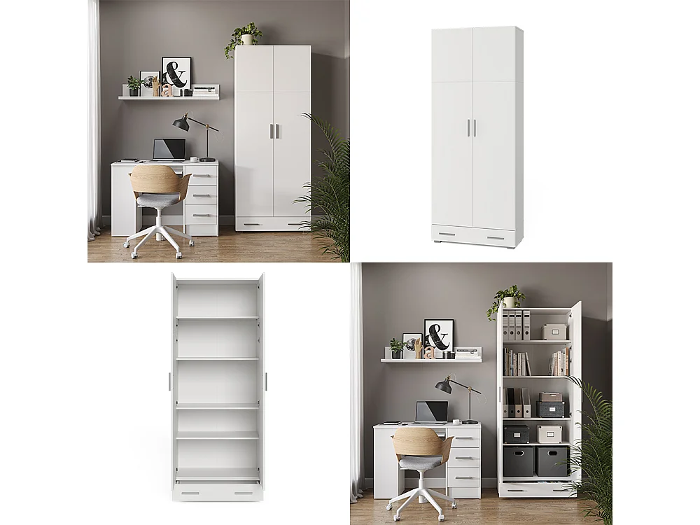 Étagère à dossiers blanc 80x37x182.4 frank