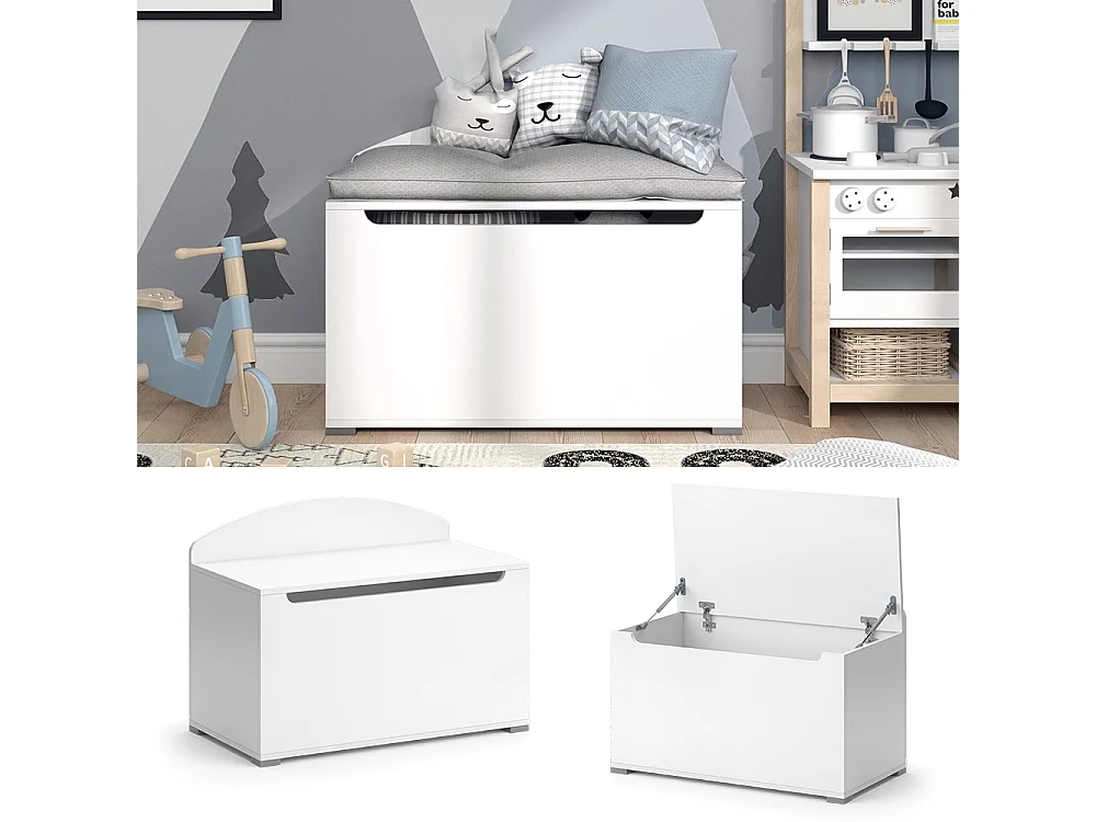 Baúl de juguetes blanco 85x46.2x63.7 arno