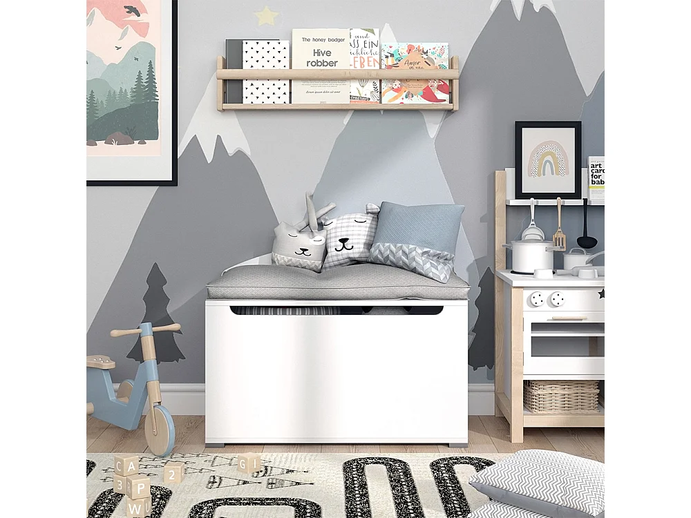 Coffre à jouets blanc 85x46.2x63.7 arno