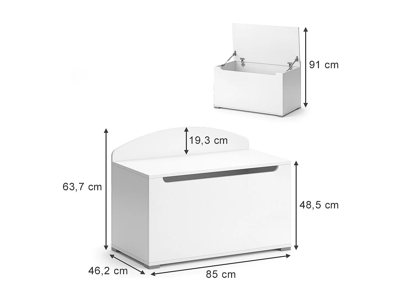 Coffre à jouets blanc 85x46.2x63.7 arno