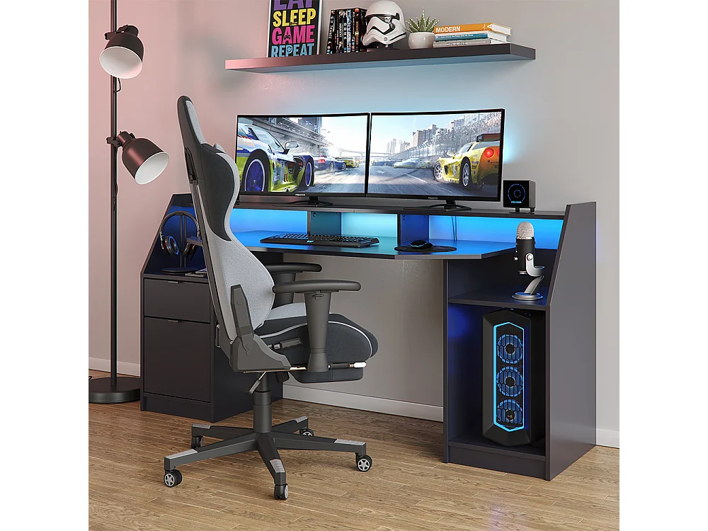 Scrivania computer nero 179.8x65.5x90.6 joel