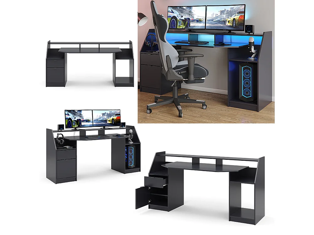 Scrivania computer nero 179.8x65.5x90.6 joel