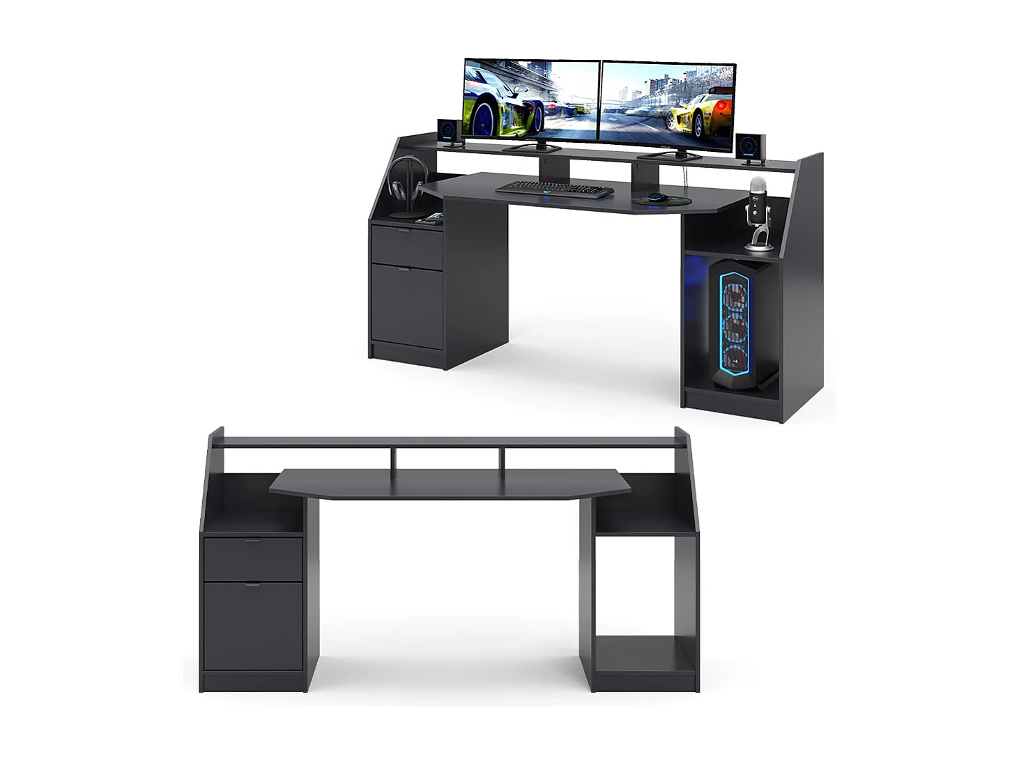 Scrivania computer nero 179.8x65.5x90.6 joel