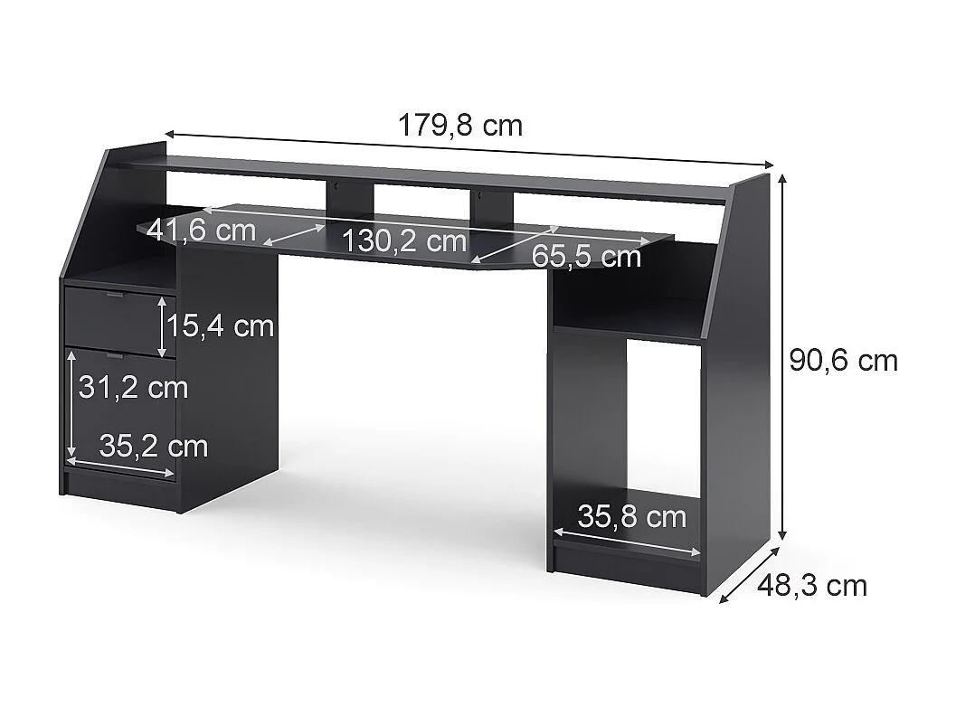 Bureau noir 179.8x65.5x90.6 joel
