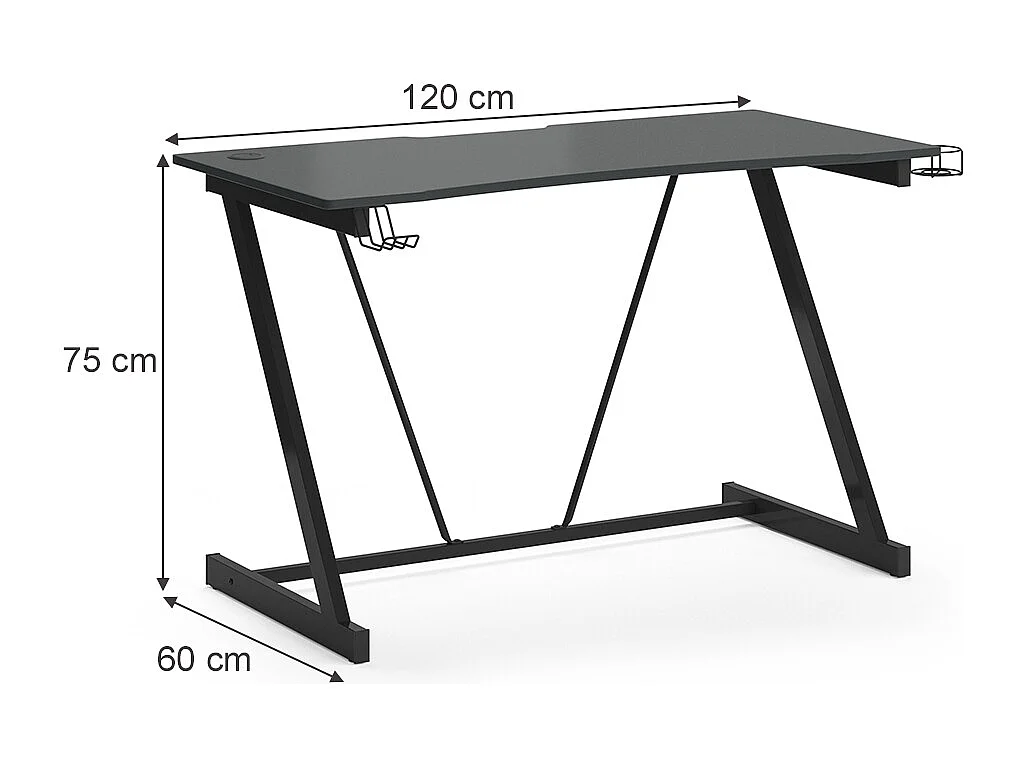 Table de jeu anthracite 120x60x75 hudson