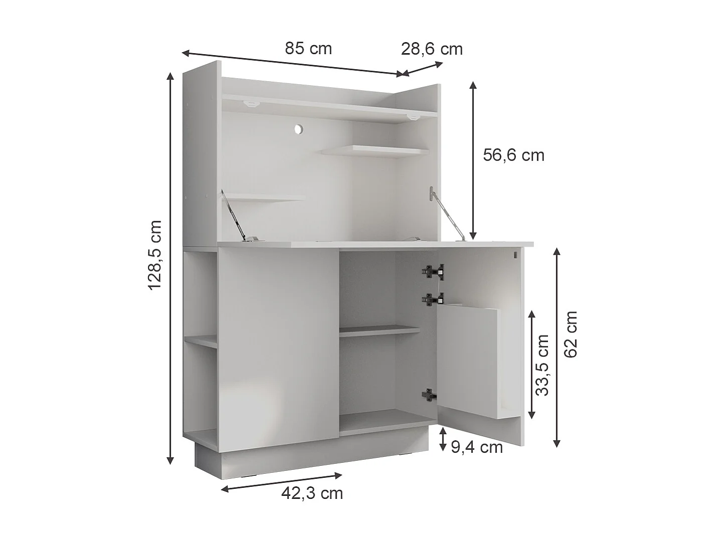 Secrétaire bureau blanc 85x27x118.9 alena