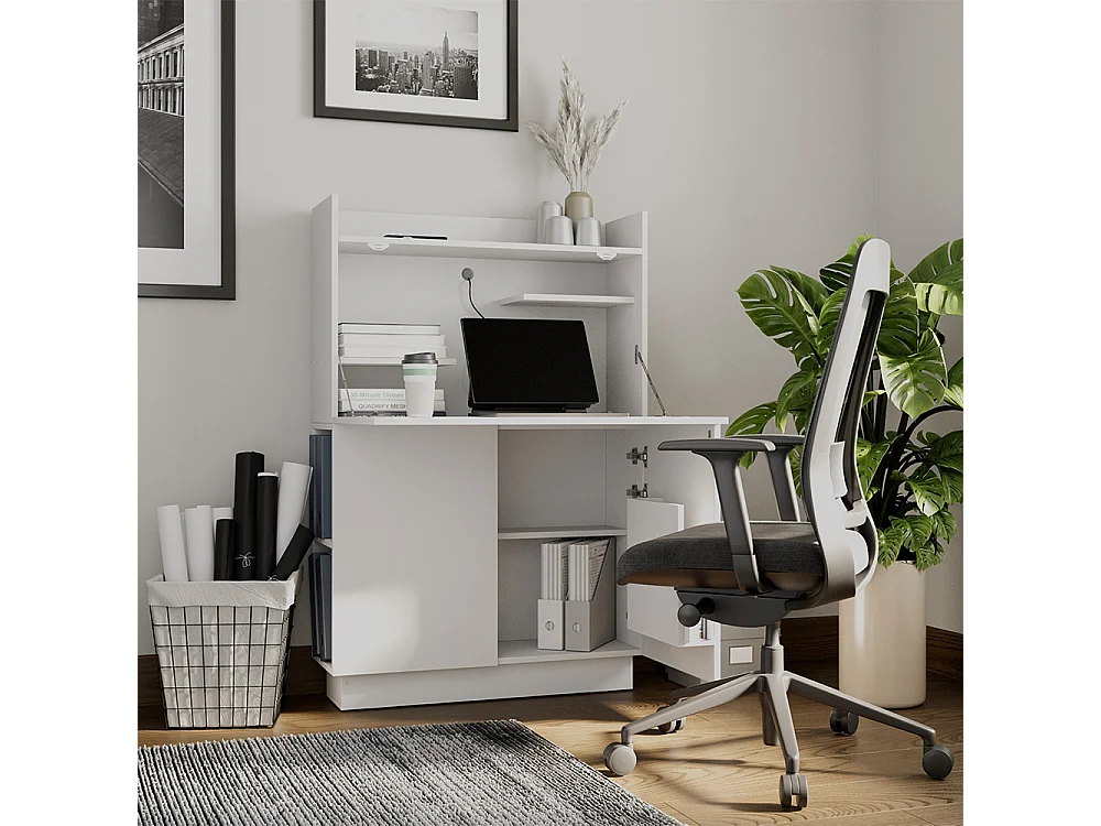 Secrétaire bureau blanc 85x27x118.9 alena