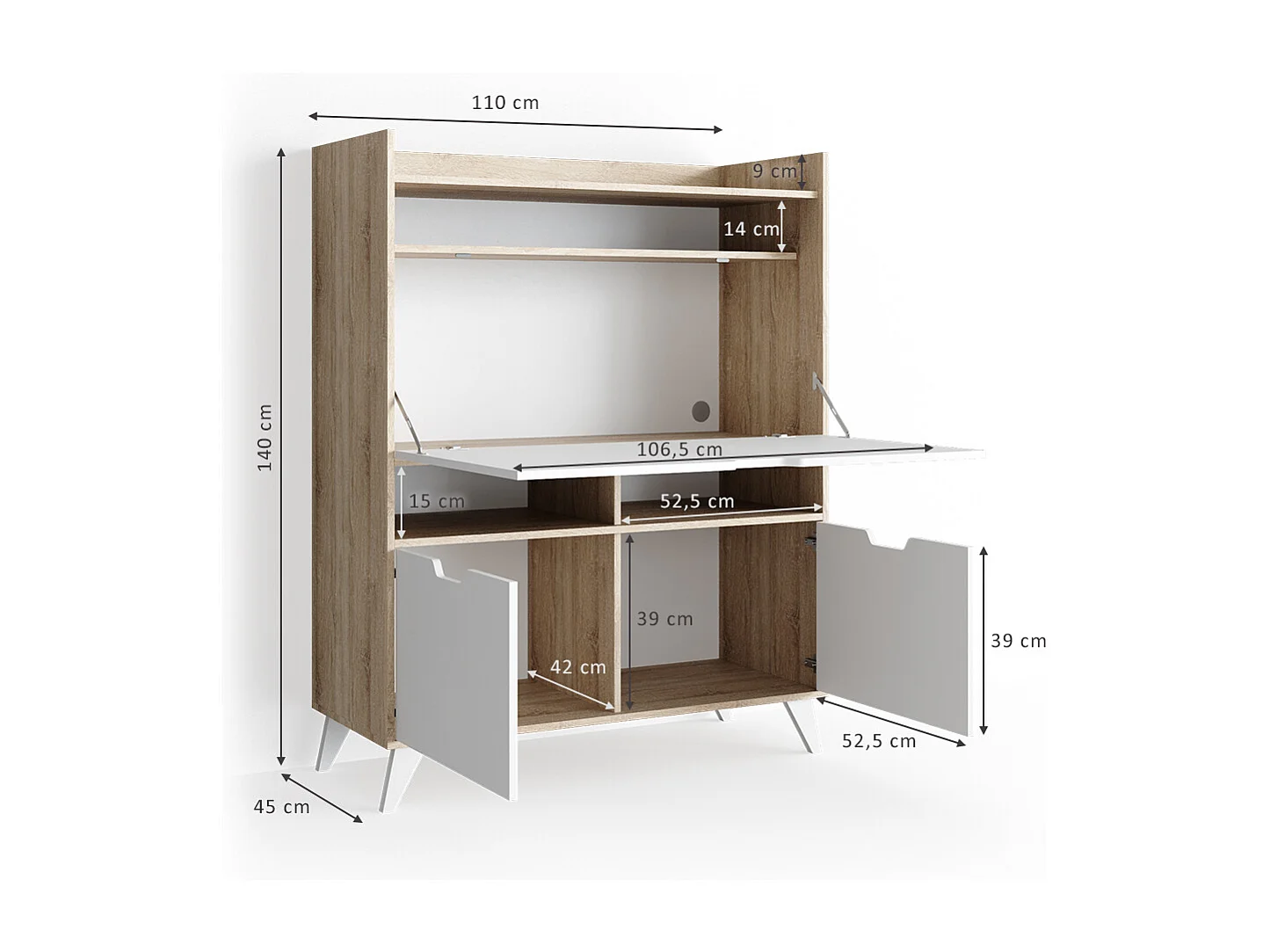 Secrétaire bureau sonoma 110x45x140 berdi