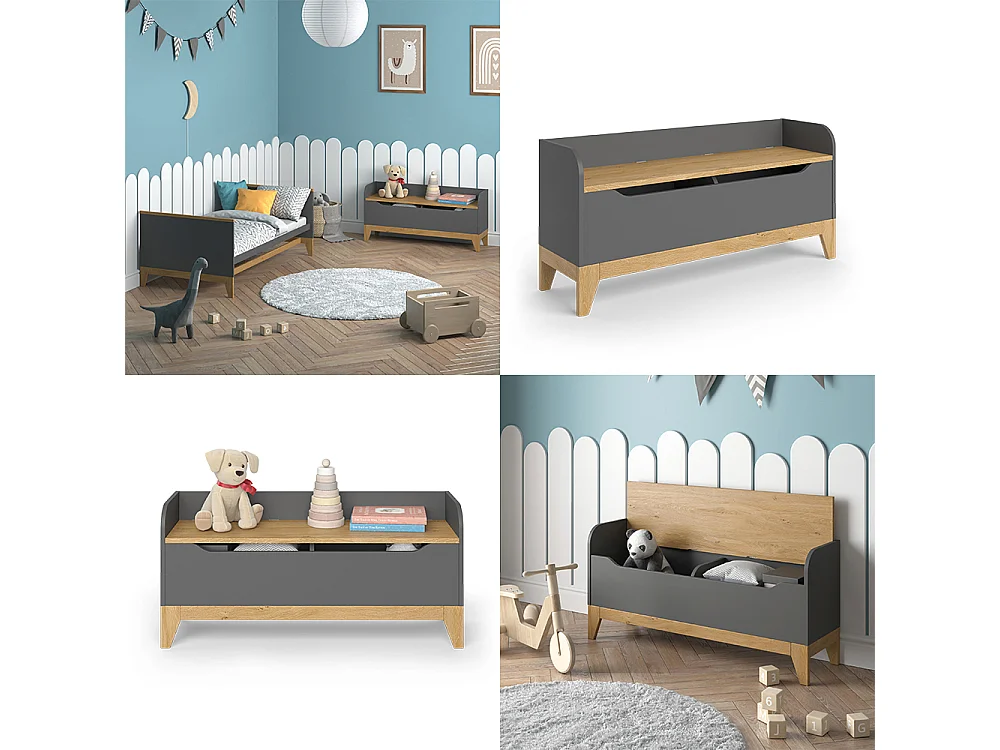 Coffre à jouets chêne 107.2x30x50 malia