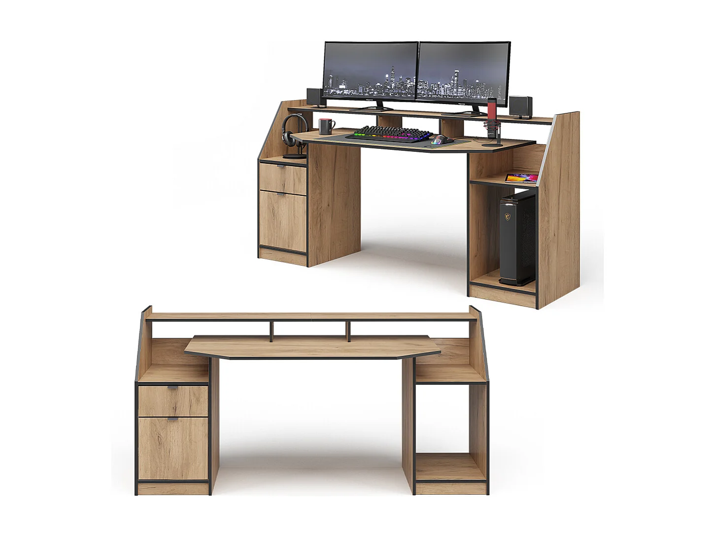 Scrivania computer quercia dorata 179.8x65.5x90.6 joel