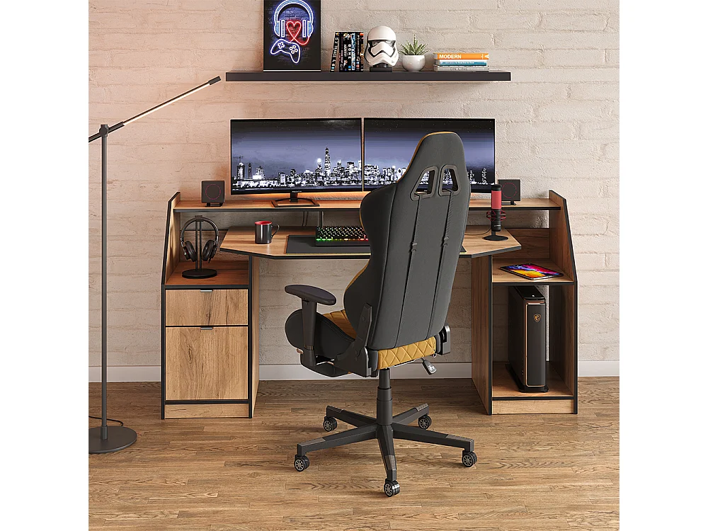 Bureau chêne de force doré 179.8x65.5x90.6 joel