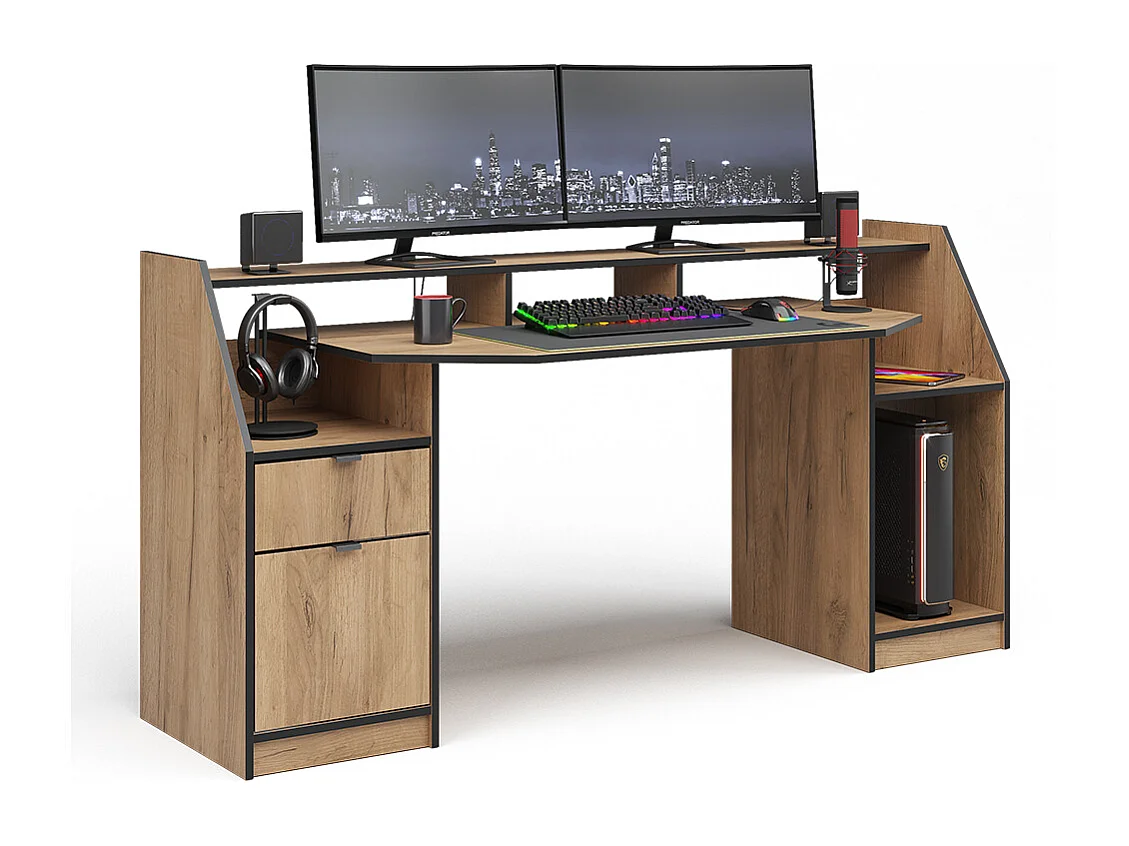 Bureau chêne de force doré 179.8x65.5x90.6 joel