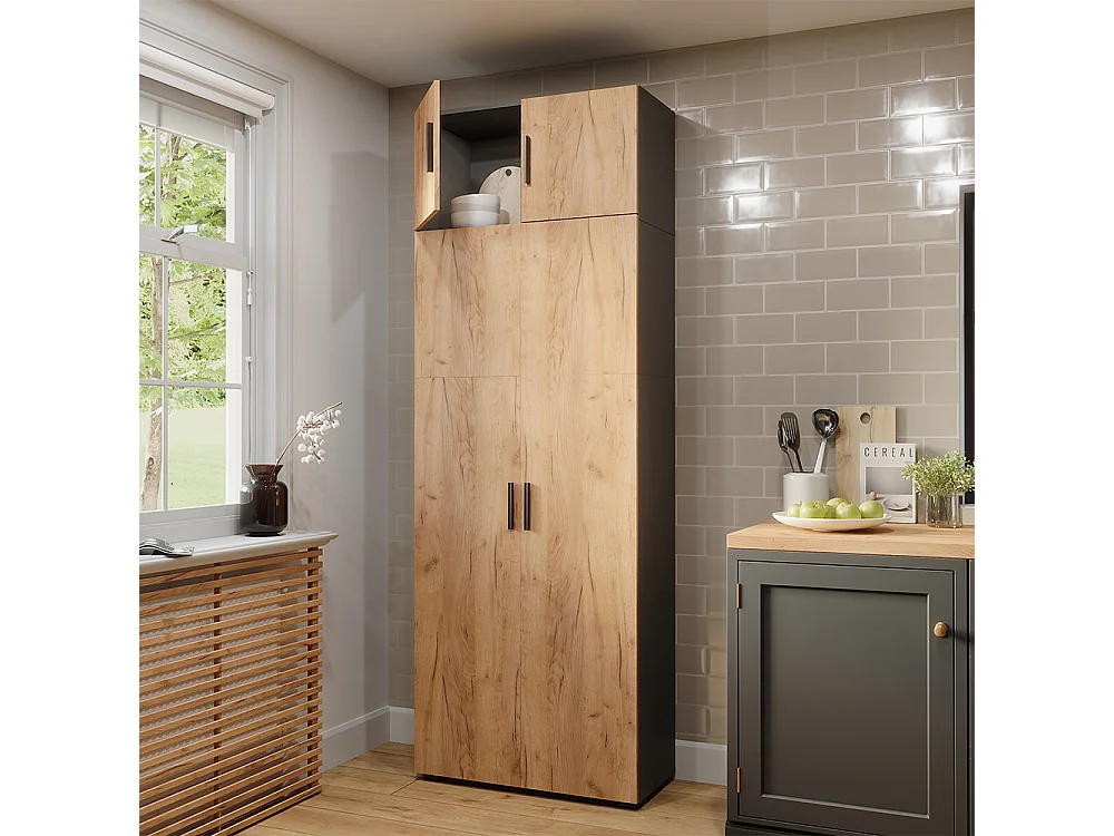 Étagère à dossiers anthracite/chêne doré 80x37x223.8 frank