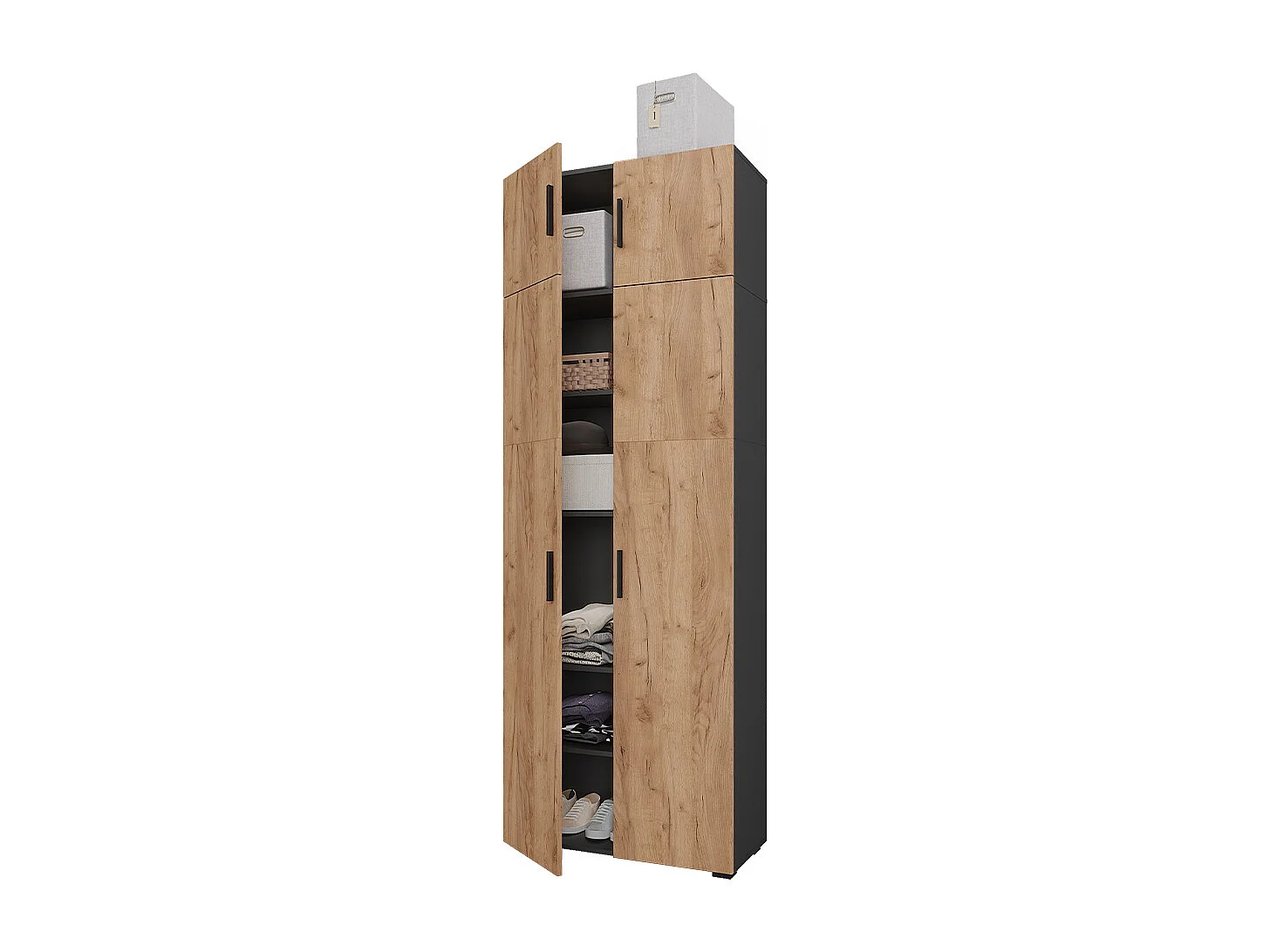 Étagère à dossiers anthracite/chêne doré 80x37x223.8 frank